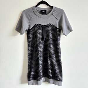 D&G DOLCE & GABBANA I IT 42 (S) Lace Sweatshirt Mini Dress I Grey With Black